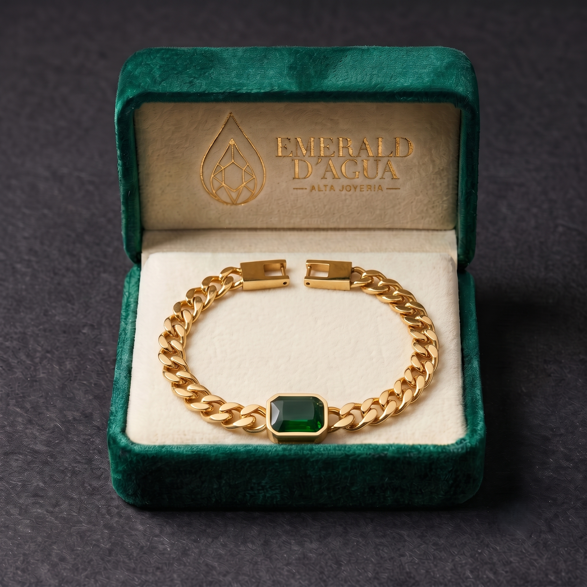 Pulsera Eslabón Cubano Jade