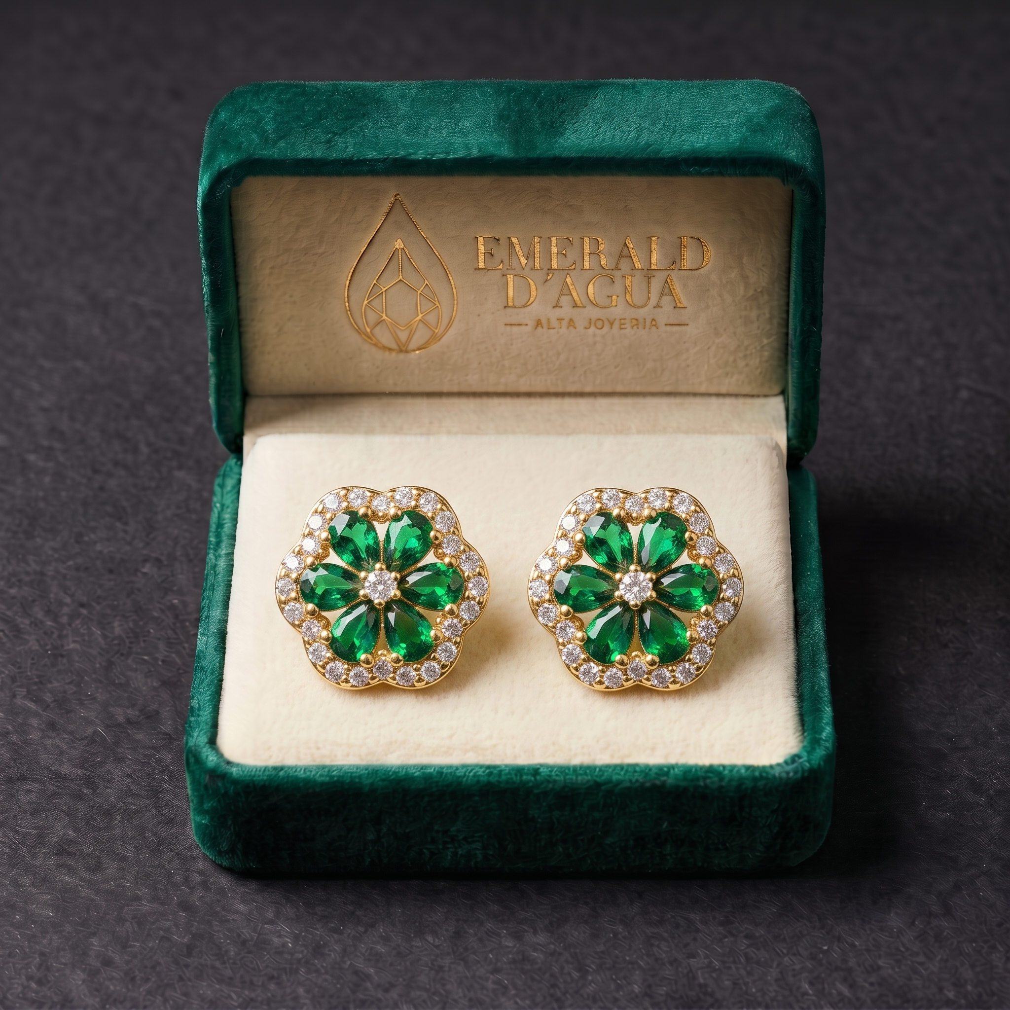 Aretes Roseta Esmeralda