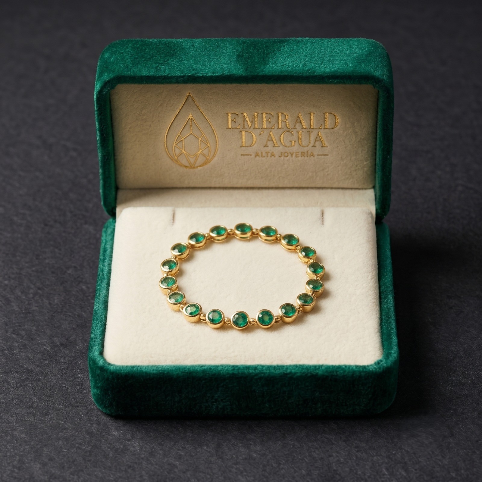 Pulsera de Esmeralda y Diamantes (Estilo Rivière con Biseles)